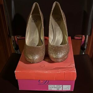 Dazzling Gold Glitter Heels
